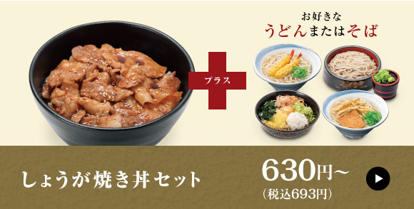 しょうが焼き丼セット 630円〜